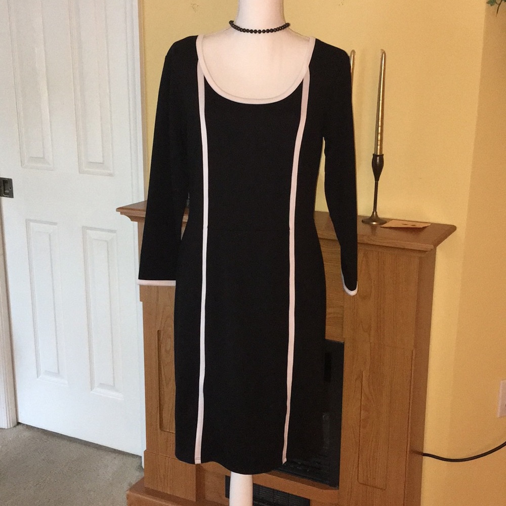 Black shift dress with shaper slip